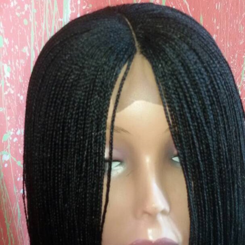 Beautiful black micro braided wig.